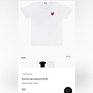 Comme des Garçons White Heart T-Shirt